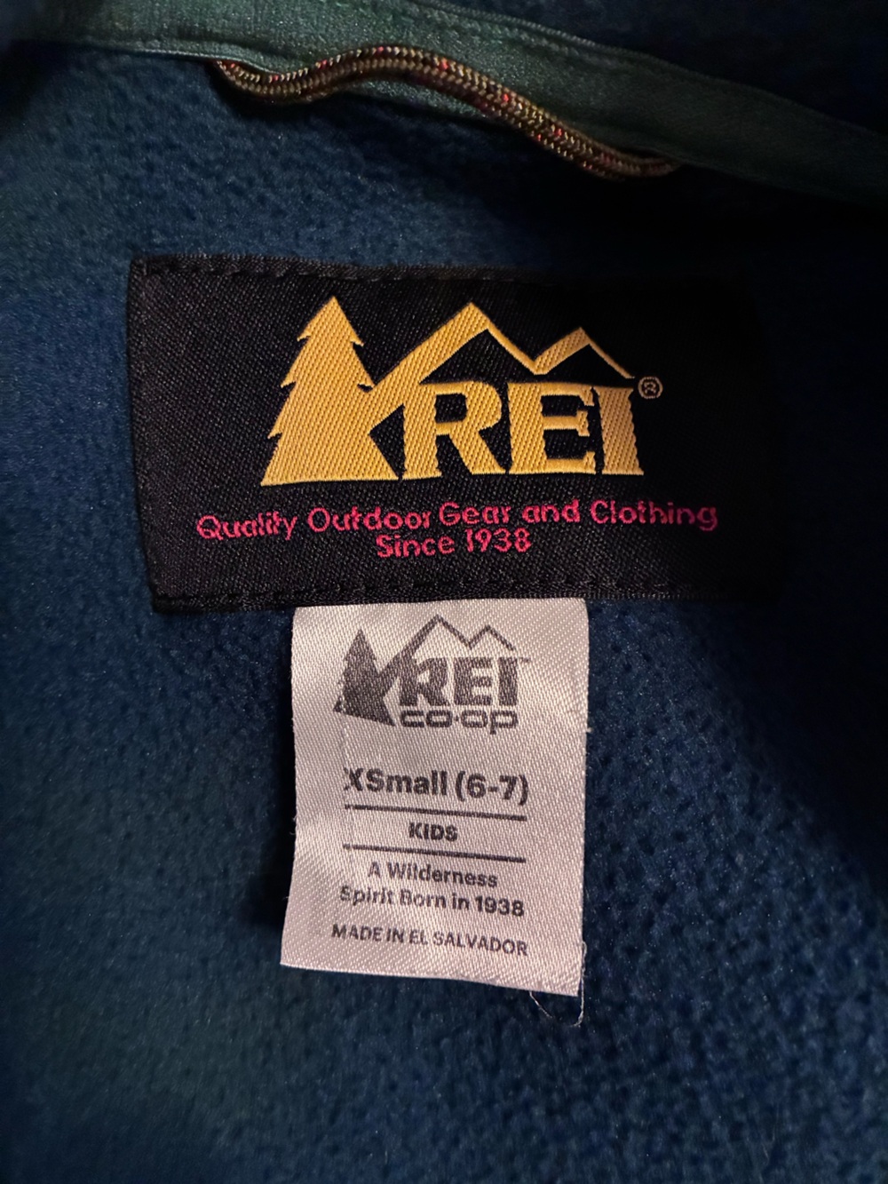 REI CO-OP TRAILSMITH FLEECE JACKET - KIDS' Blue with Orange Trim Size 6-7 - Picture 5 of 7